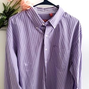 Izod Dress Shirt Pinstriped Purple and White